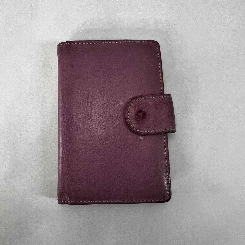 Purple Genuine Leather Kiss Lock French Purse Wallet Small